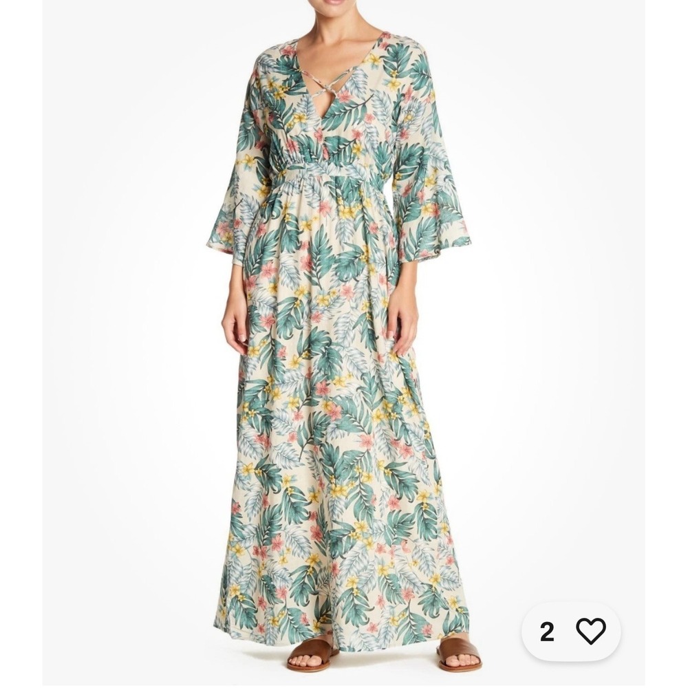 Lucca Couture Dress|Tropical Print Rayon | Medium | Resort | Vacation | Parties